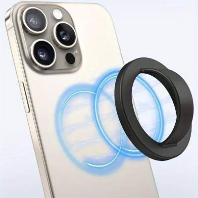 حامل حلقي مغناطيسي للهاتف المحمول من MagSafe، حامل إصبع مرن من السيليكون للهواتف الذكية، يدور 360 درجة اسود